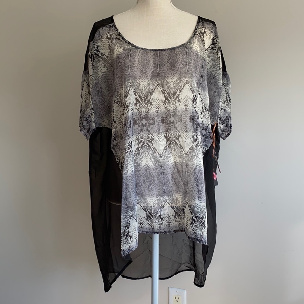 Dex - Black Python High-Low Sheer Top​​​​​​​​​​​​​